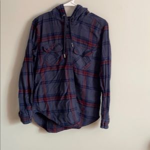 Flannel hooded shirt